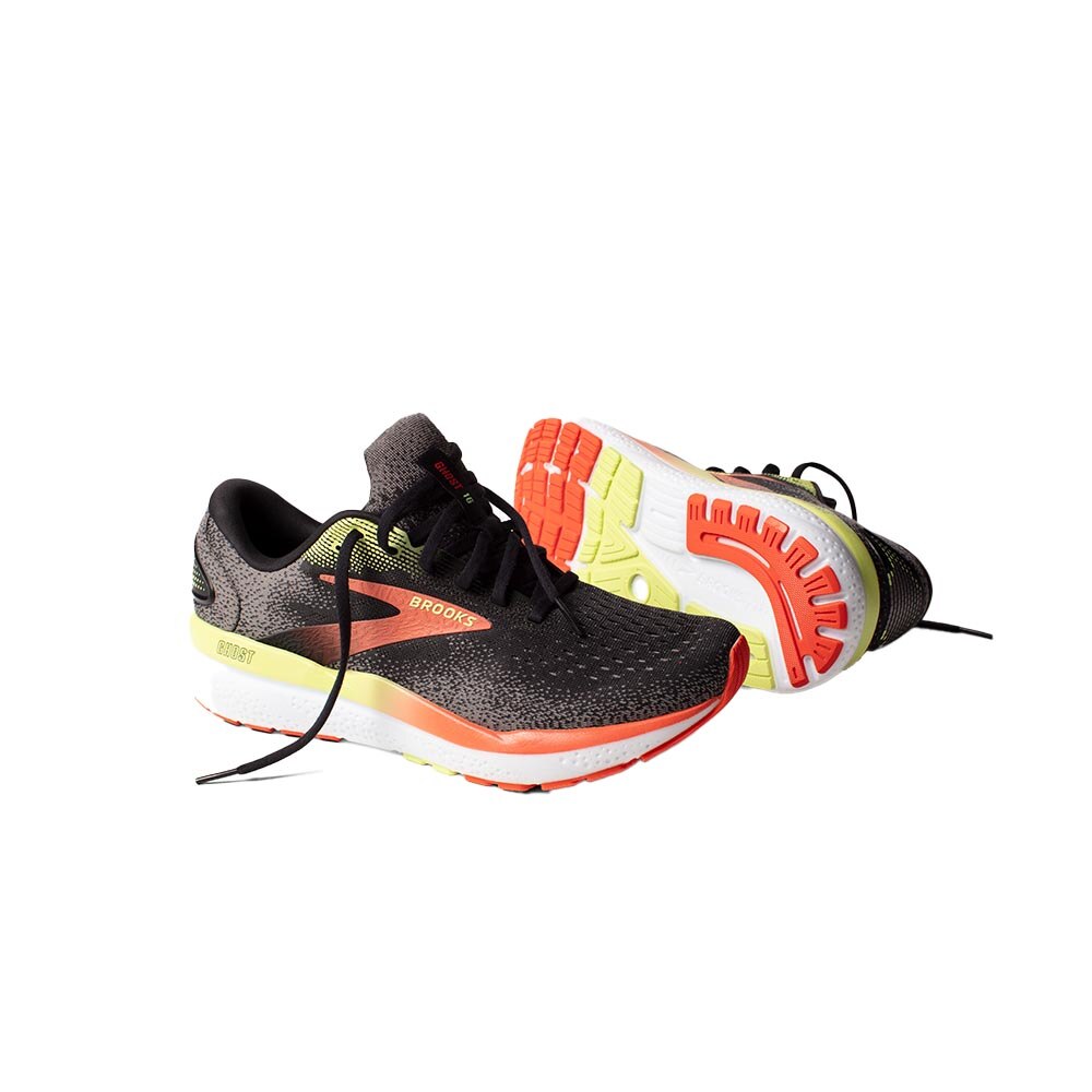 Brooks Ghost 16 Joggesko Herre Sort/Rød/Grønn