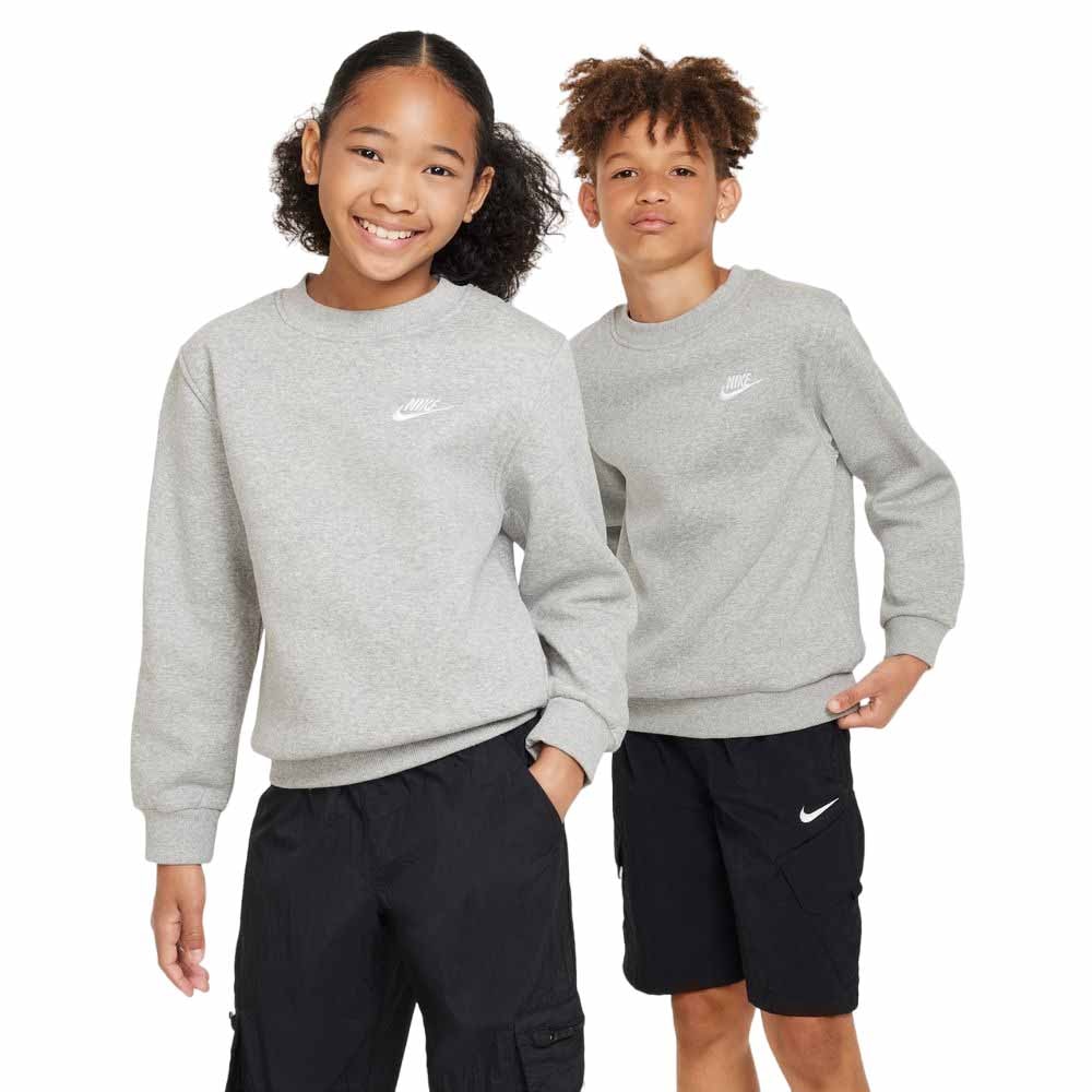 Nike NSW Club Fleece Crew Fritidsgenser Barn Grå