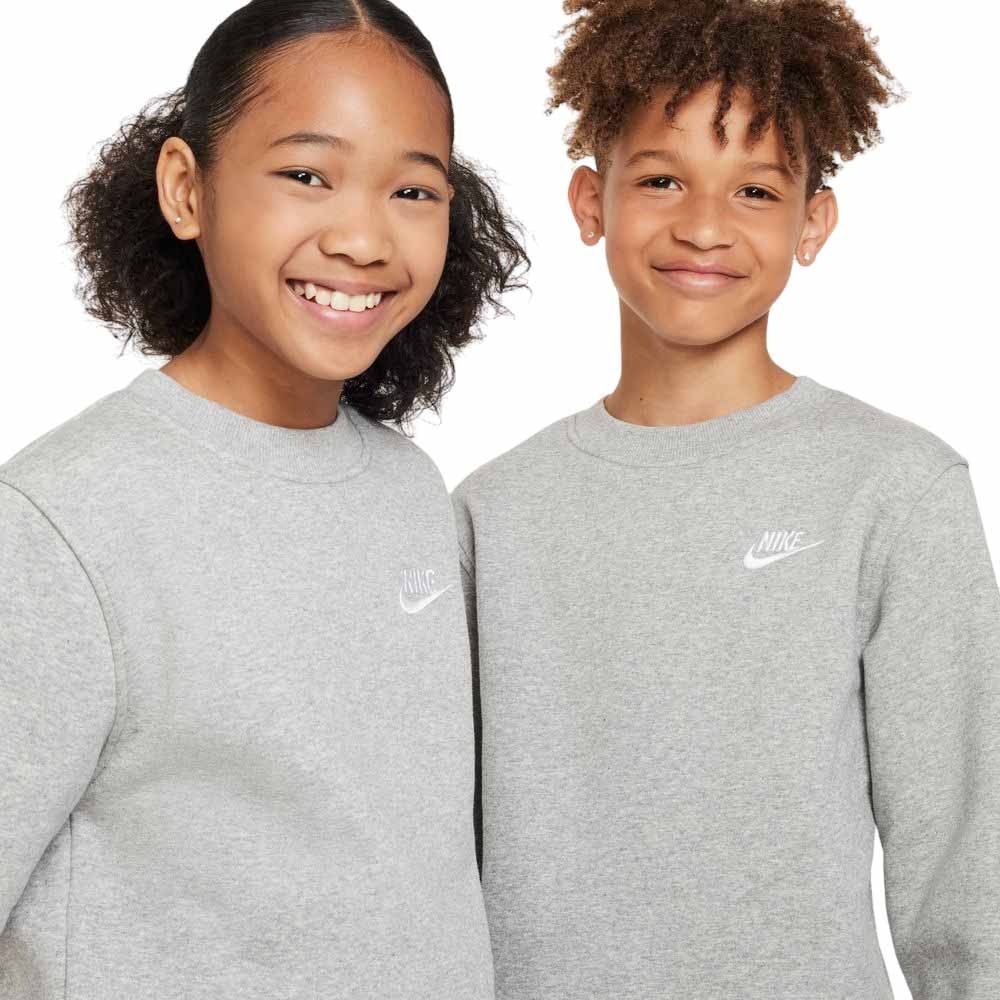 Nike NSW Club Fleece Crew Fritidsgenser Barn Grå