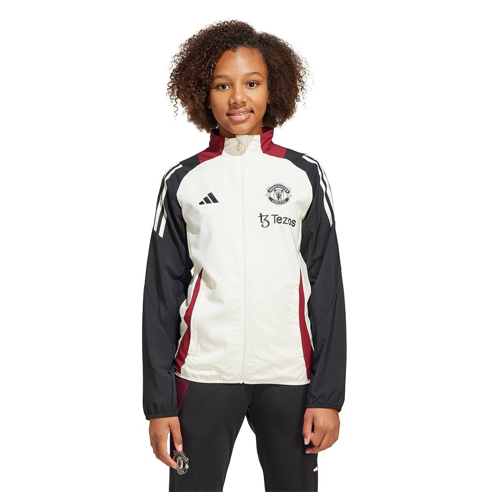 Adidas Manchester United Tiro Presentation Fotballjakke Barn 24/25 Hvit/Sort