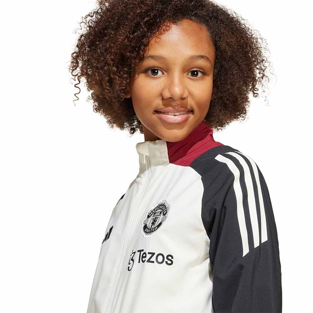 Adidas Manchester United Tiro Presentation Fotballjakke Barn 24/25 Hvit/Sort