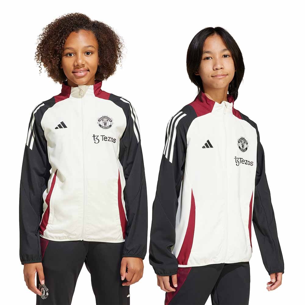 Adidas Manchester United Tiro Presentation Fotballjakke Barn 24/25 Hvit/Sort