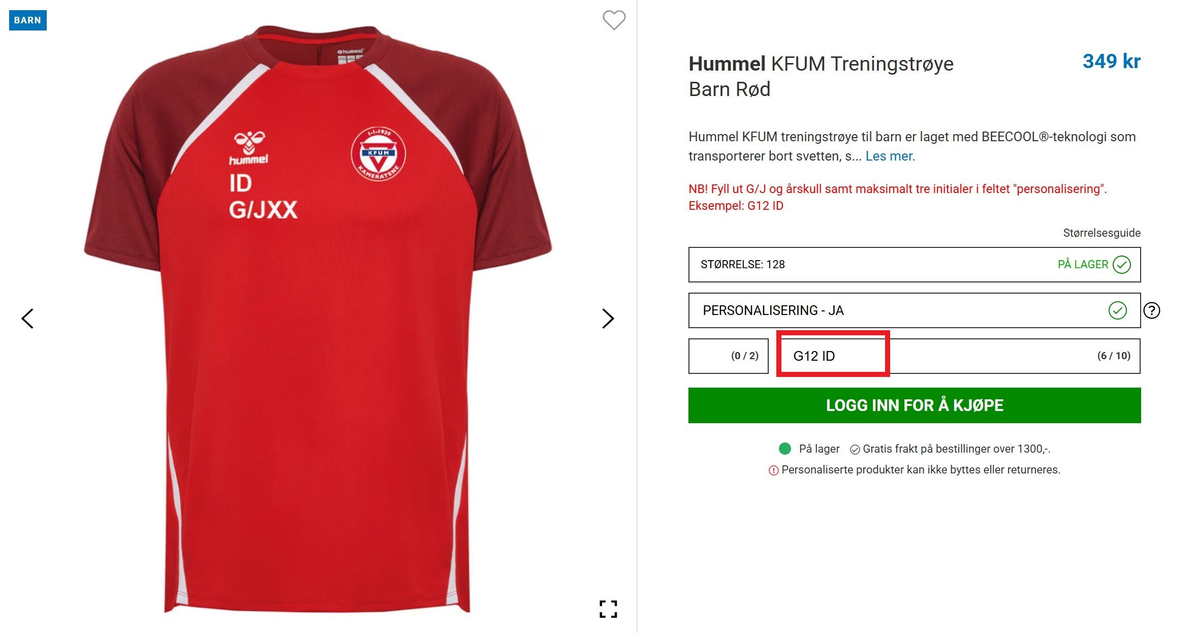 Hummel KFUM Treningstrøye Barn Rød
