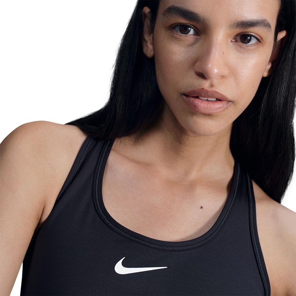 Nike Swoosh Medium-Support Sports-BH Sort/Hvit