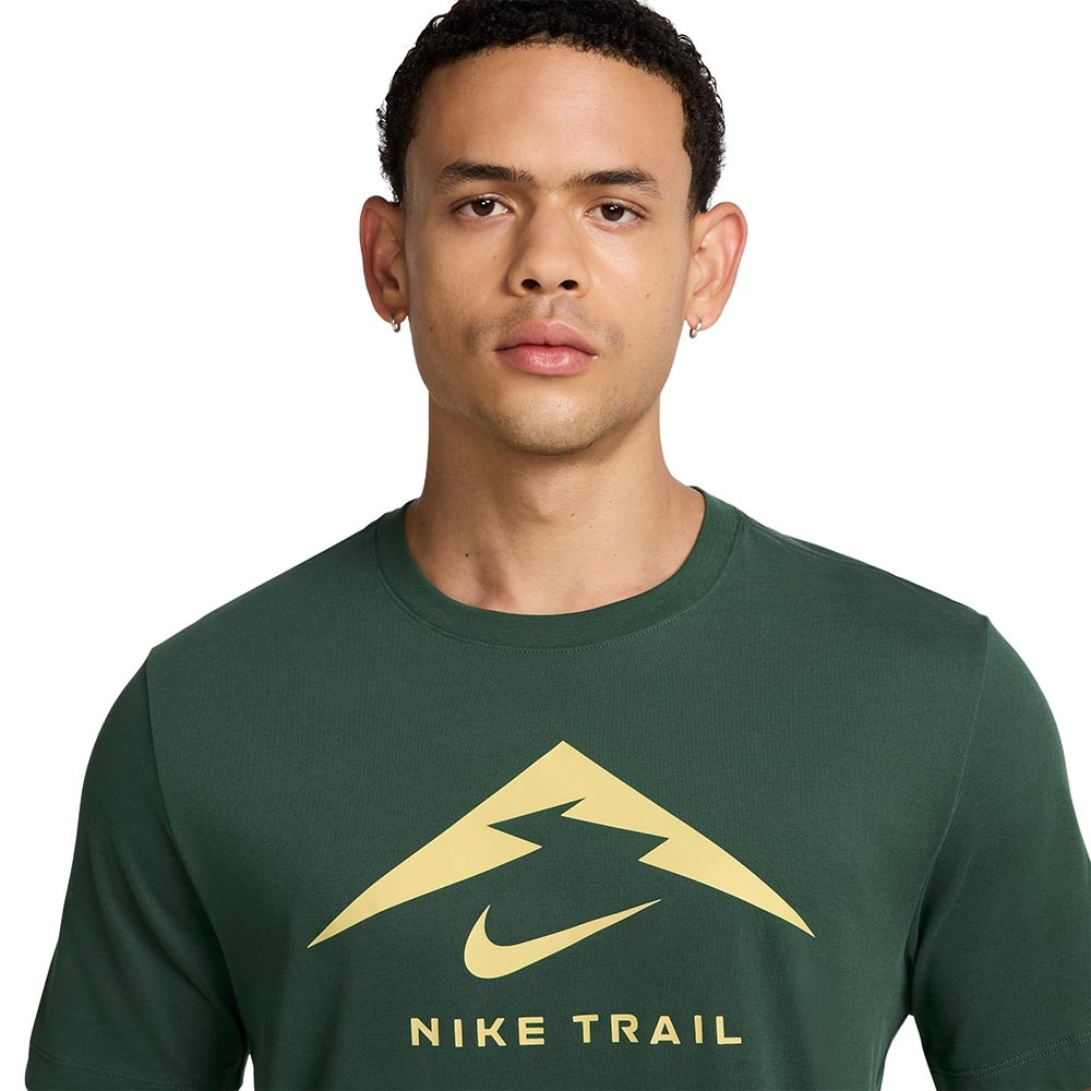 Nike Dri-Fit Trail Logo Kortermet Trøye Herre Grønn/Gul