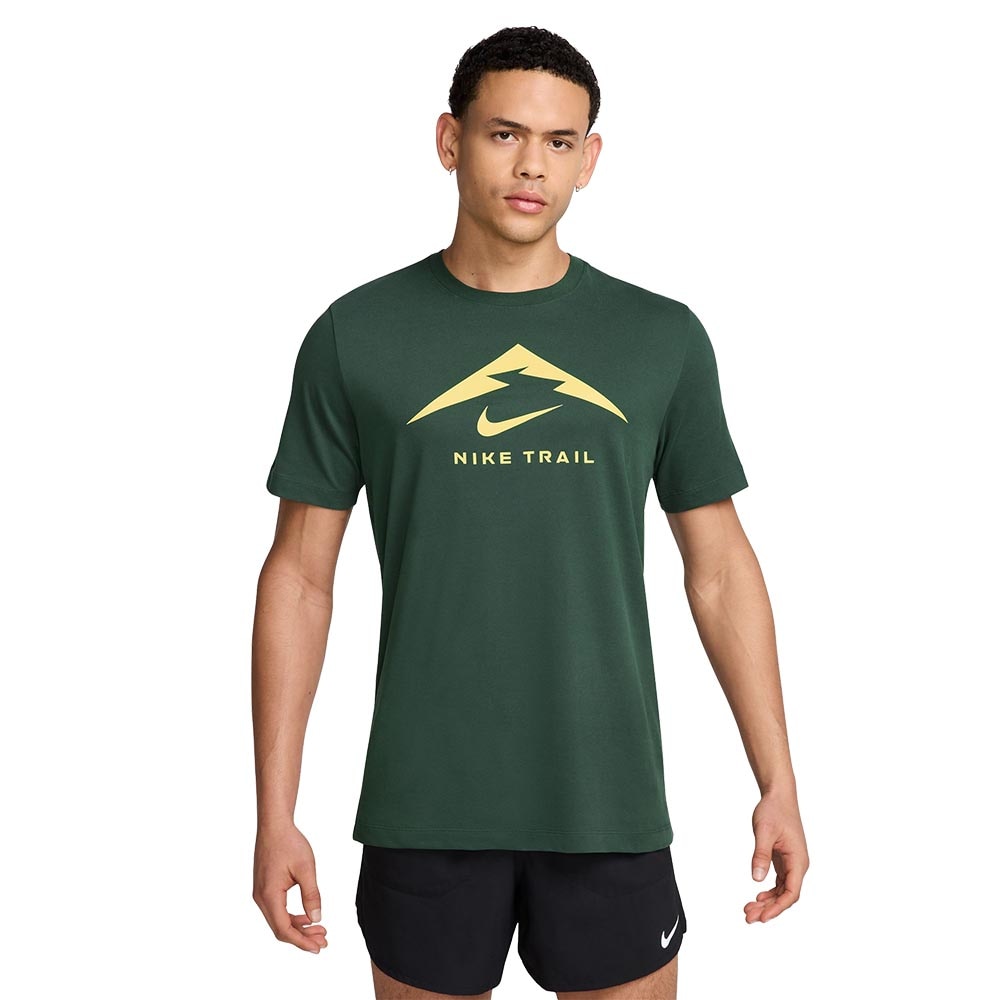 Nike Dri-Fit Trail Logo Kortermet Trøye Herre Grønn/Gul