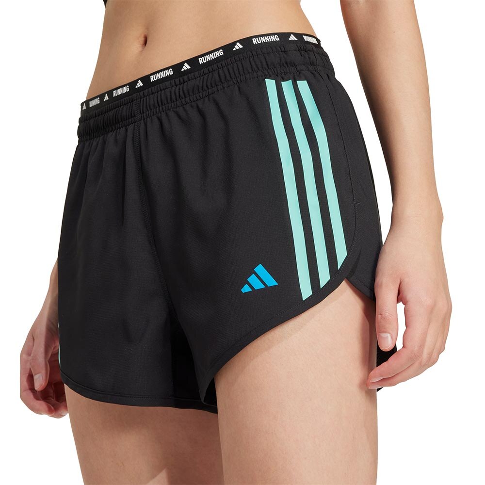 Adidas Own The Run 3-Stripes Løpeshorts Dame Sort/Turkis