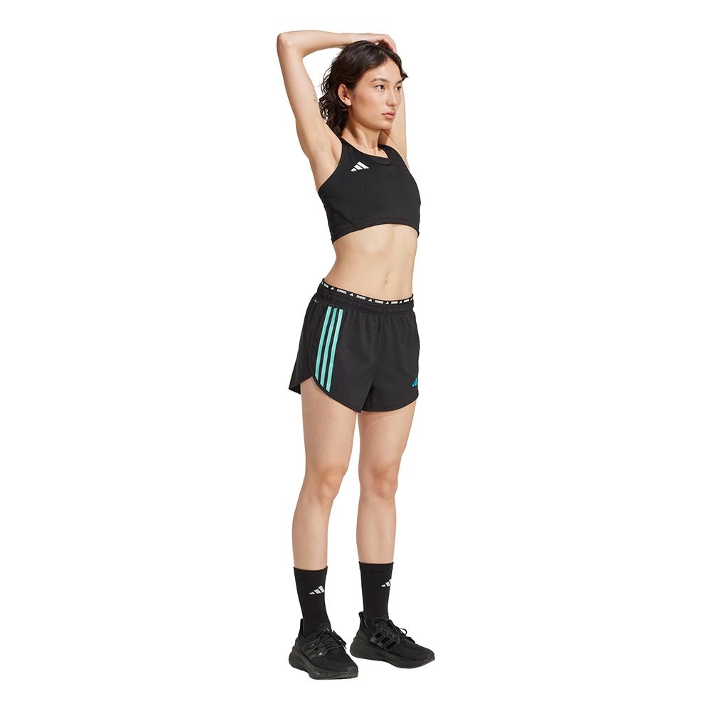 Adidas Own The Run 3-Stripes Løpeshorts Dame Sort/Turkis