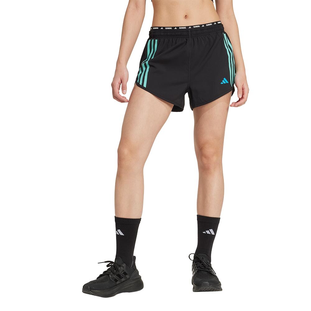 Adidas Own The Run 3-Stripes Løpeshorts Dame Sort/Turkis