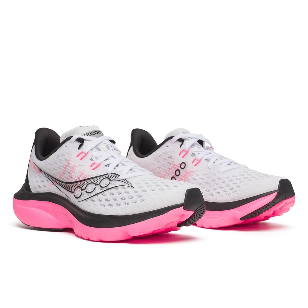Saucony Kinvara 16 Joggesko Dame Hvit/Sort/Rosa