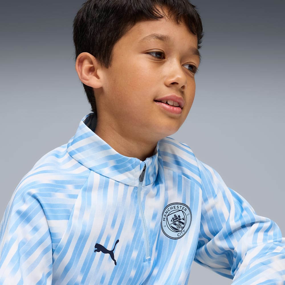 Puma Manchester City Pre Match 1/4 Zip Genser Barn 25/26 Blå