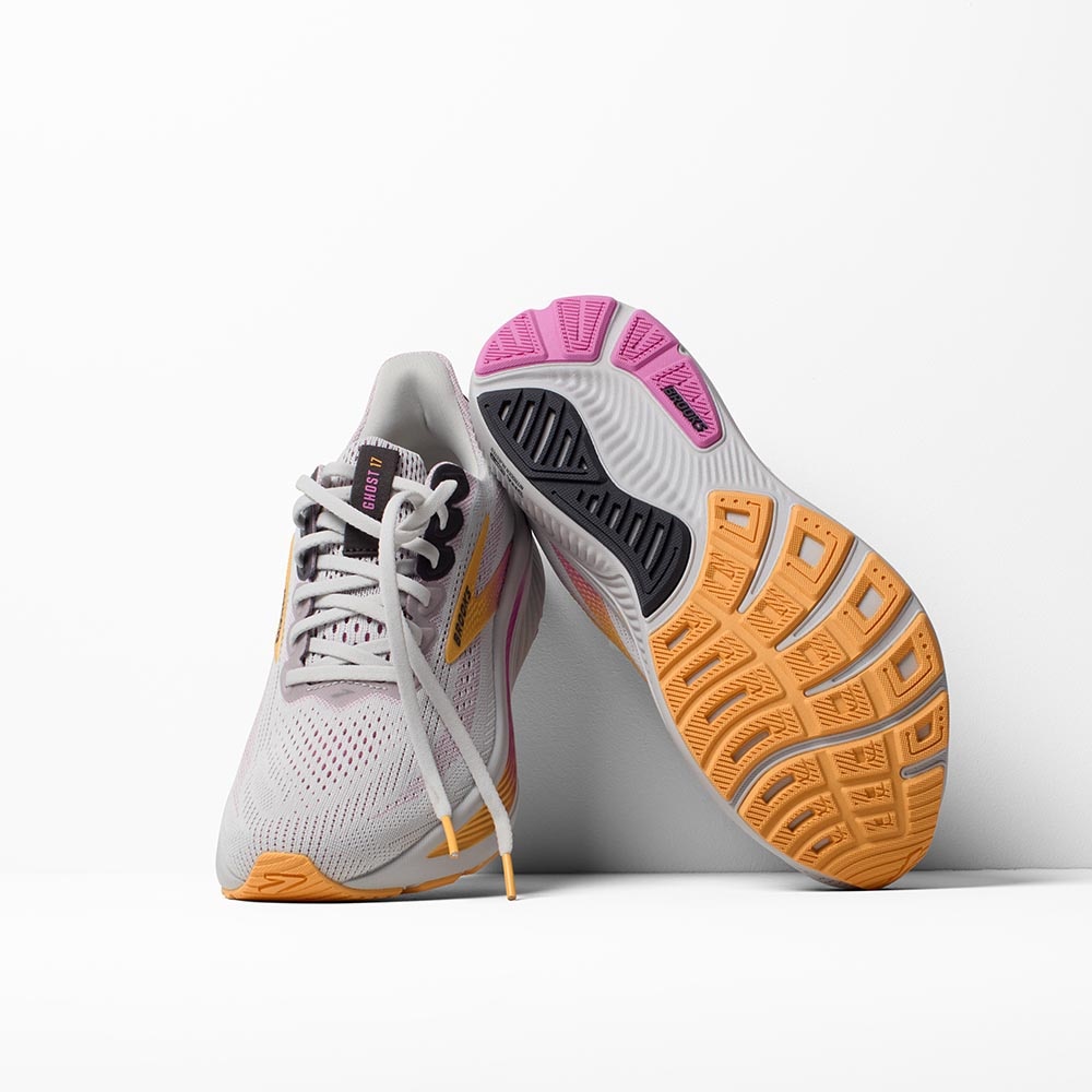 Brooks Ghost 17 Joggesko Dame Hvit/Oransje/Rosa