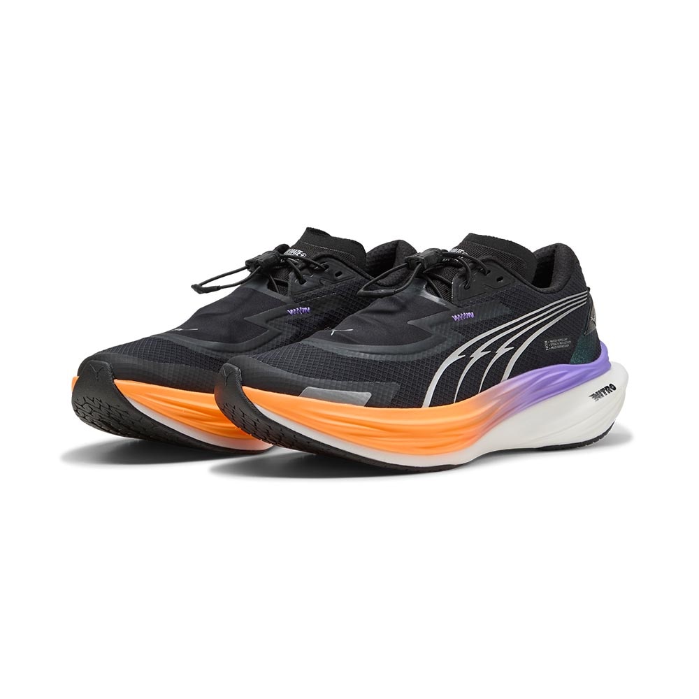Puma Deviate Nitro 3 WTR+ Joggesko Dame Sort/Oransje/Lilla