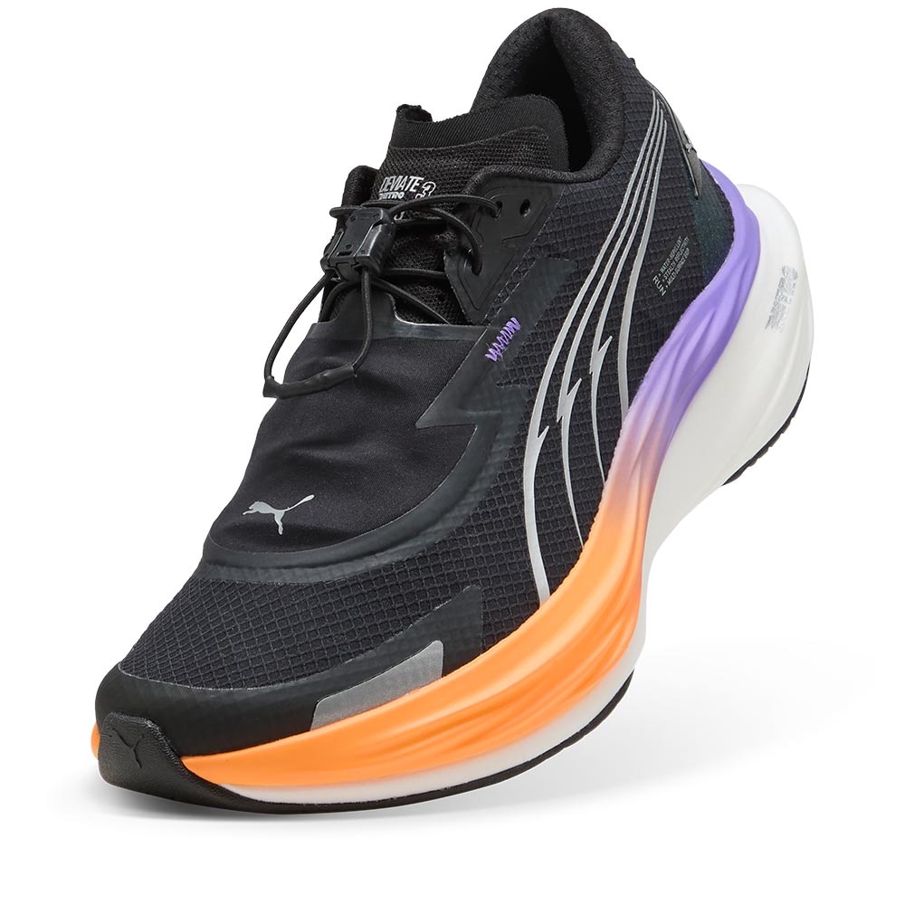 Puma Deviate Nitro 3 WTR+ Joggesko Dame Sort/Oransje/Lilla