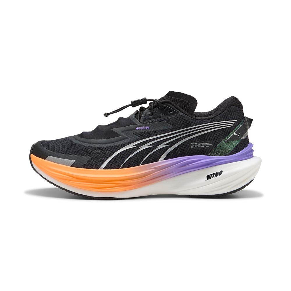 Puma Deviate Nitro 3 WTR+ Joggesko Dame Sort/Oransje/Lilla