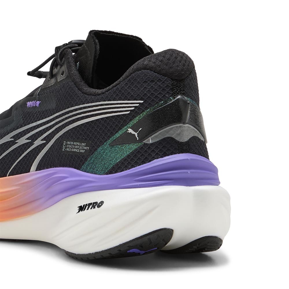 Puma Deviate Nitro 3 WTR+ Joggesko Dame Sort/Oransje/Lilla