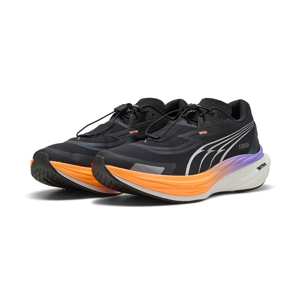 Puma Deviate Nitro 3 WTR+ Joggesko Herre Sort/Oransje/Lilla