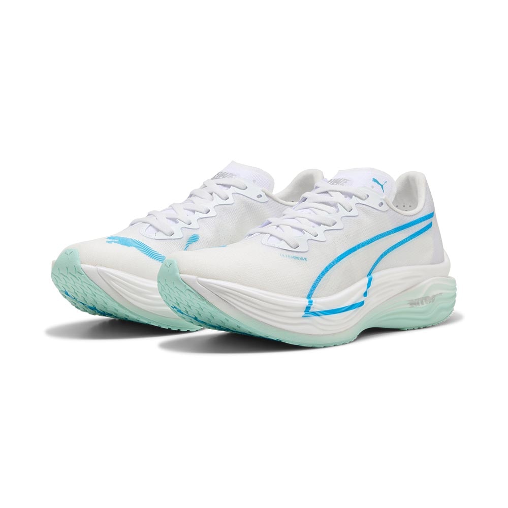 Puma Deviate Nitro Elite 3 Joggesko Dame Hvit/Blå/Turkis