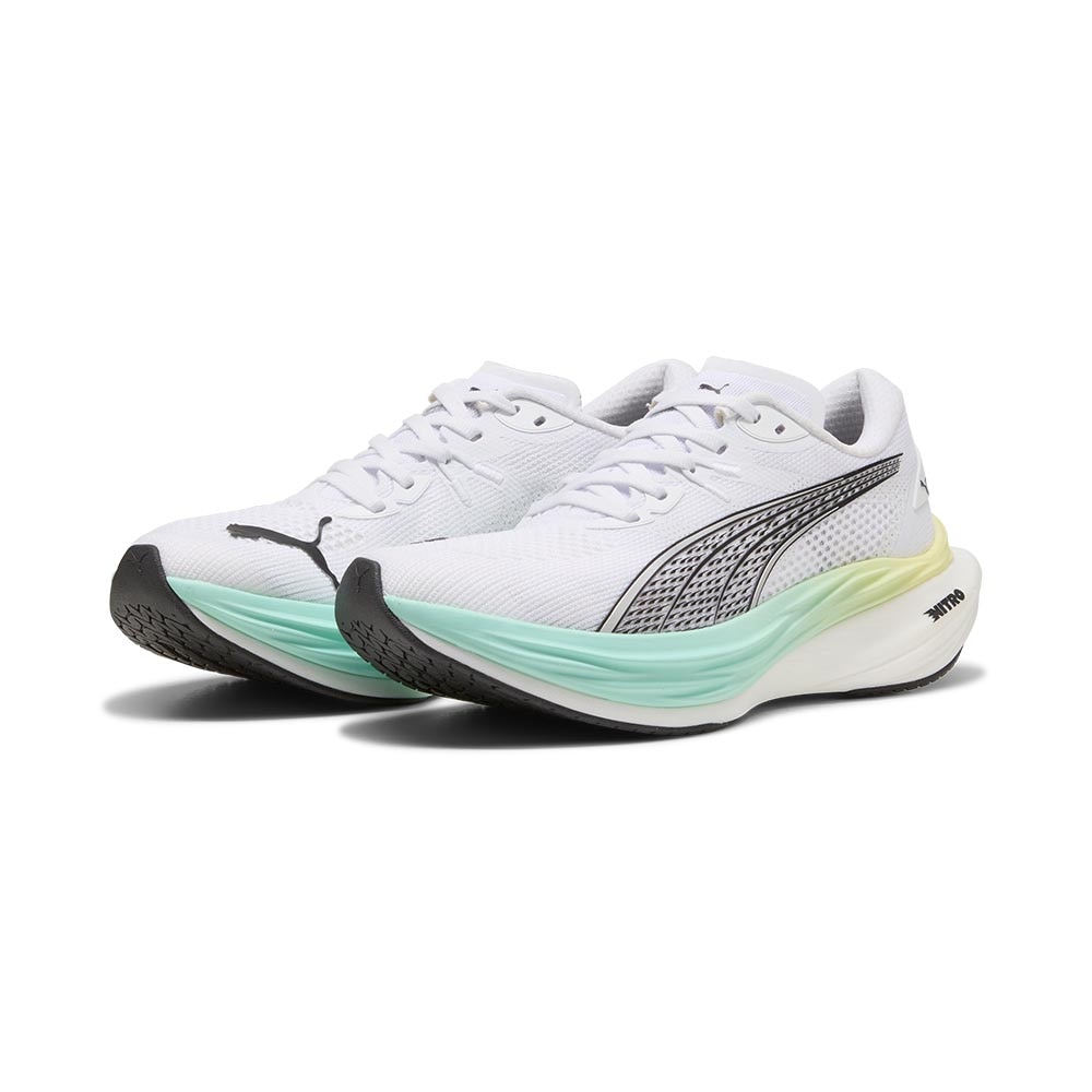 Puma Deviate Nitro 3 Joggesko Dame Hvit/Turkis/Gul