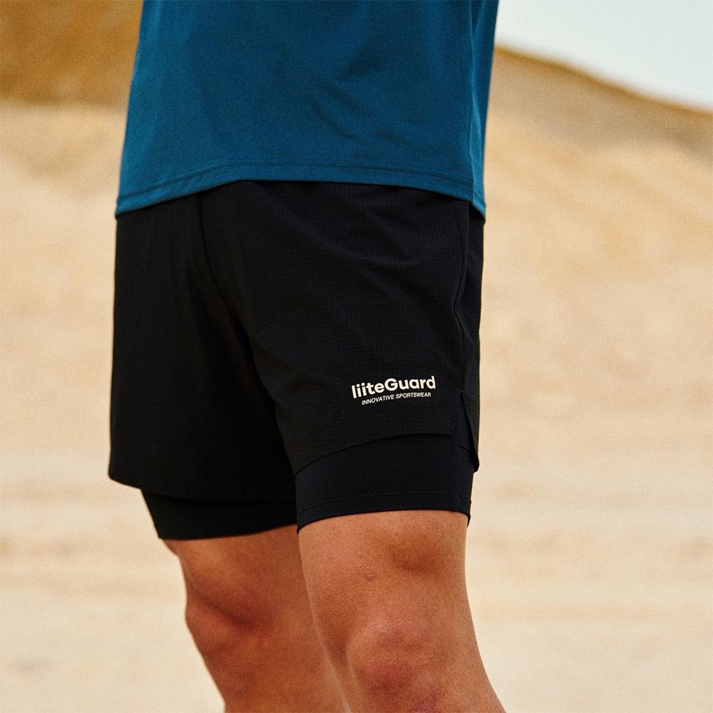 Liiteguard Glu-Tech 2in1 Running Shorts Herre Sort