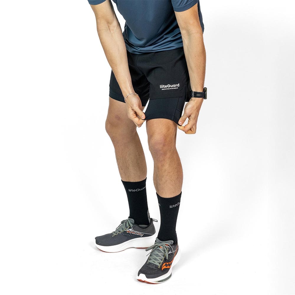 Liiteguard Glu-Tech 2in1 Running Shorts Herre Sort