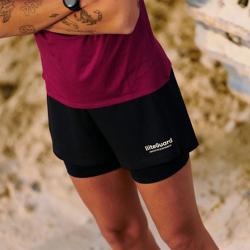 LiiteGuard Glu-Tech Running 2in1 Shorts Dame Sort