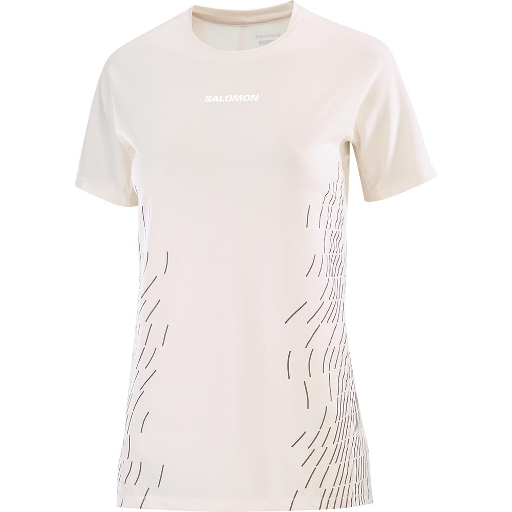 Salomon Sense Aero GFX Kortermet Trøye Dame HVit/Beige