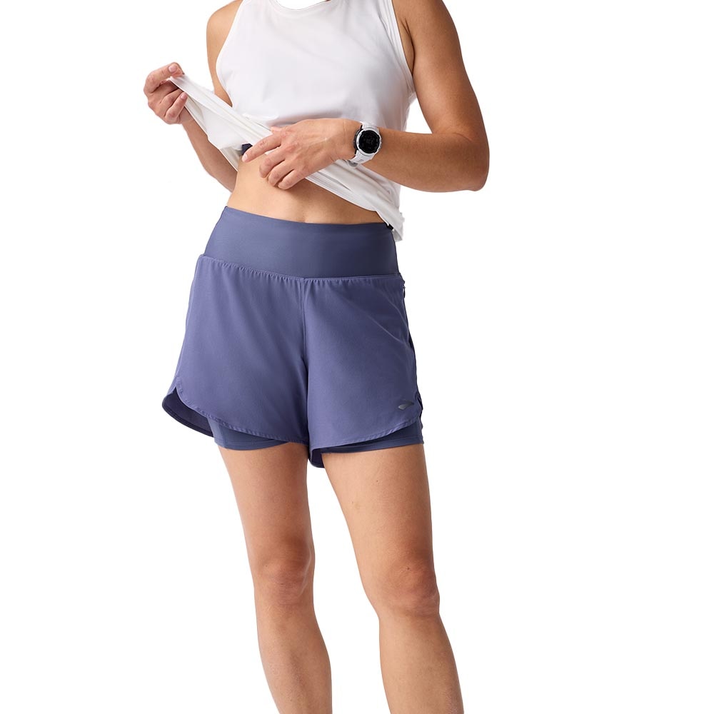Brooks Chaser 5" 2in1 2.0 Løpeshorts Dame Lilla/Blå