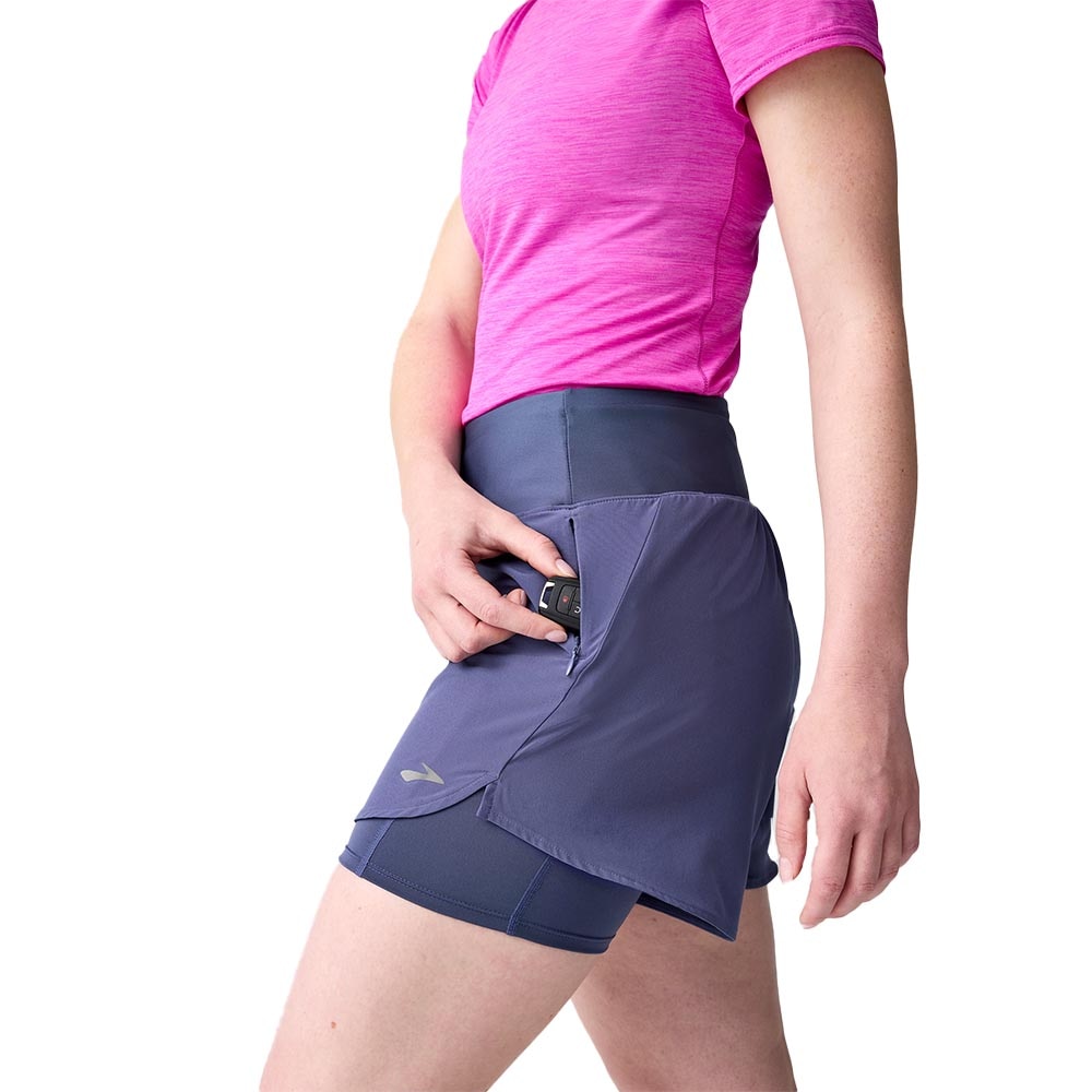 Brooks Chaser 5" 2in1 2.0 Løpeshorts Dame Lilla/Blå
