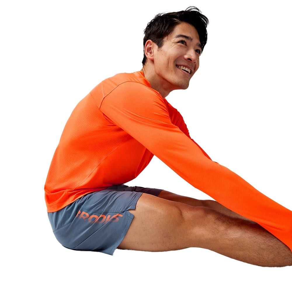 Brooks Journey 5" Løpeshorts Herre Grå/Oransje