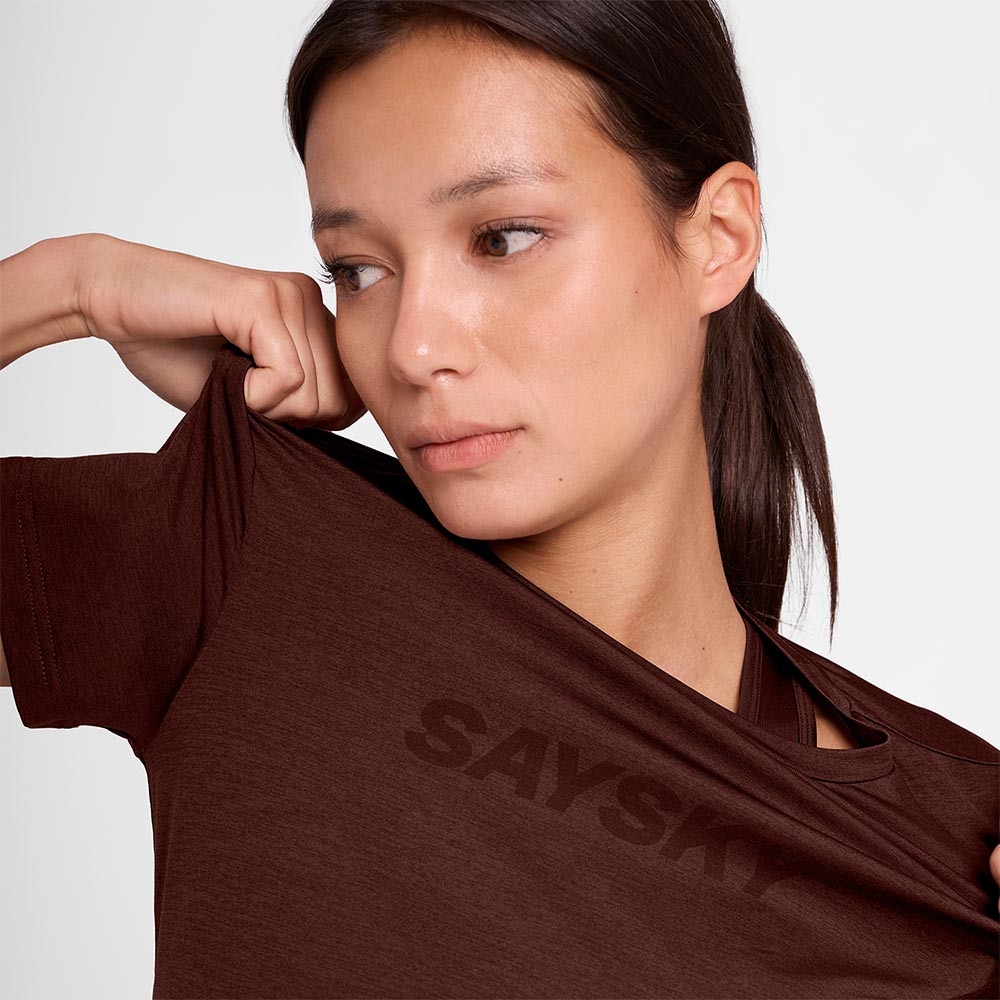 Saysky Logo Pace Kortermet Trøye Dame Burgunder