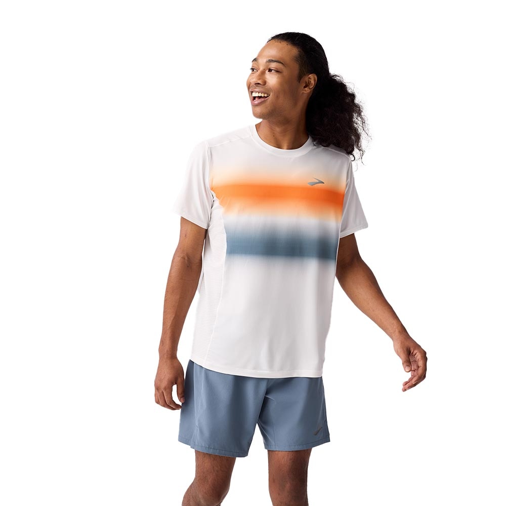 Brooks Atmosphere 3.0 Kortermet Trøye Herre Hvit/Blå/Oransje