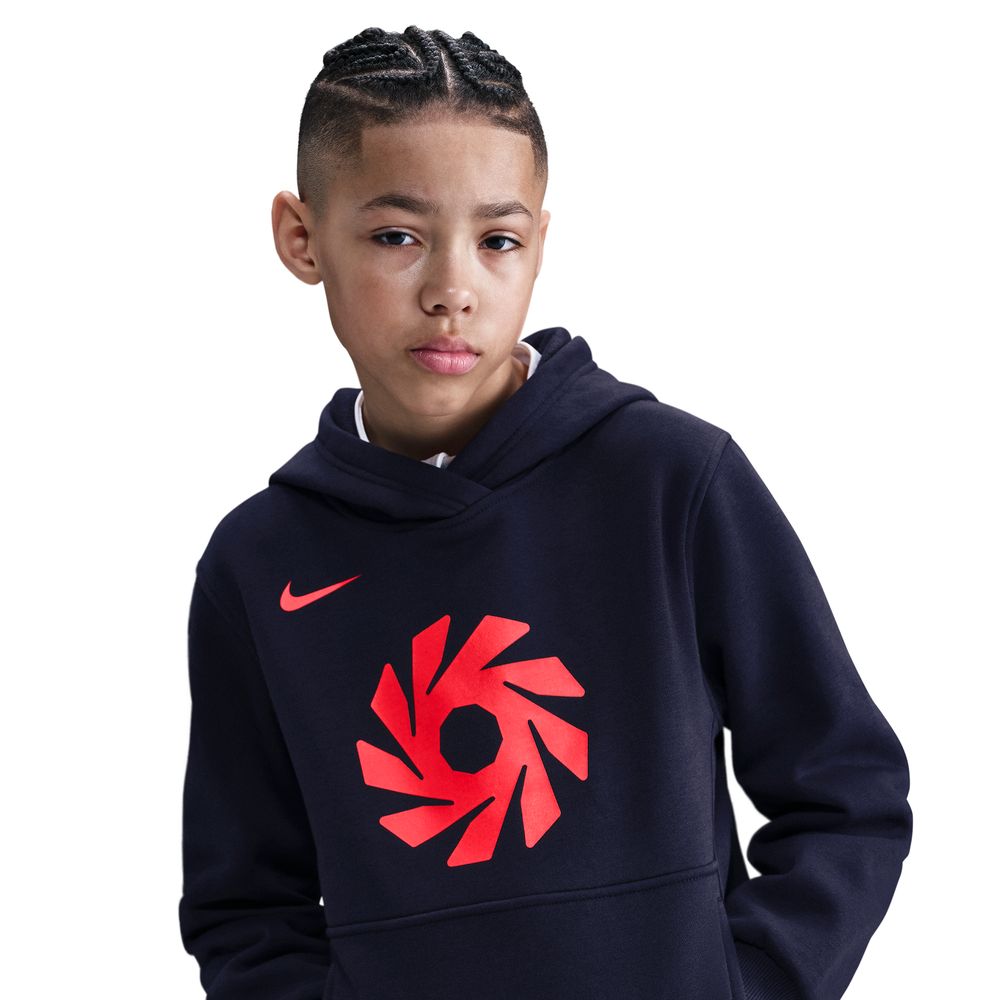 Nike Haaland Club Fleece Hettegenser Barn Blå/Rød