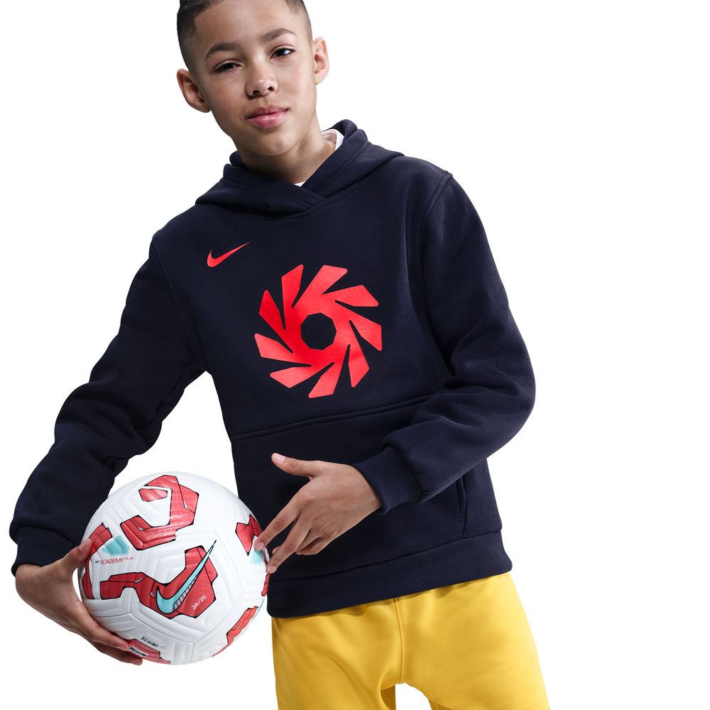 Nike Haaland Club Fleece Hettegenser Barn Blå/Rød
