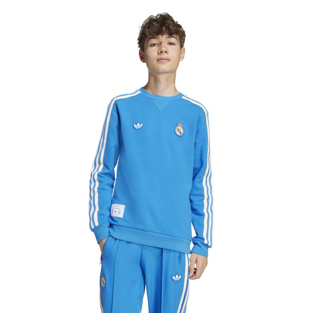 Adidas Real Madrid Terrace Icons Crew Genser Barn Blå
