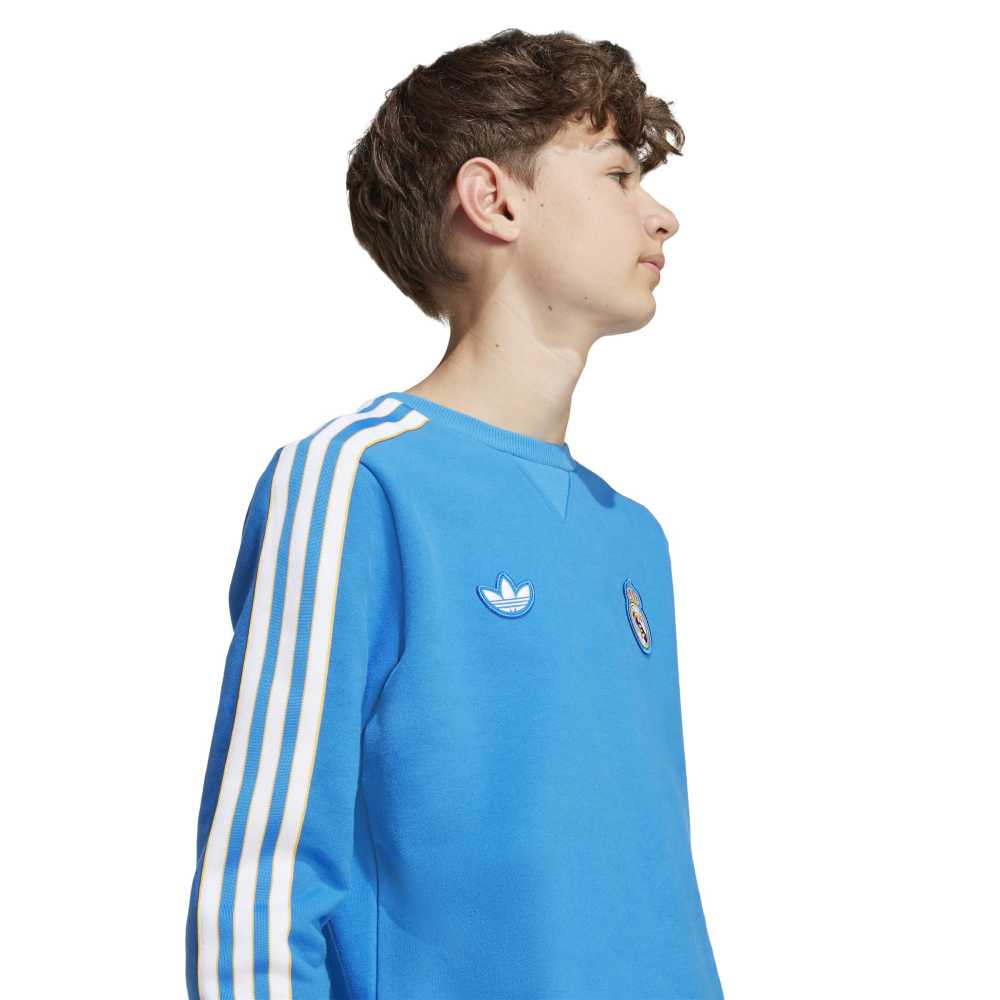 Adidas Real Madrid Terrace Icons Crew Genser Barn Blå