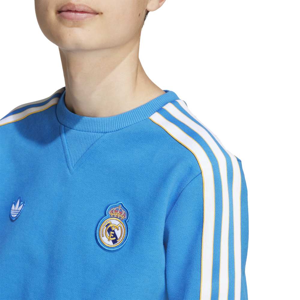Adidas Real Madrid Terrace Icons Crew Genser Barn Blå