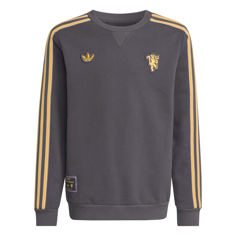 Adidas Manchester United Terrace Icons Crew Genser Barn Grå