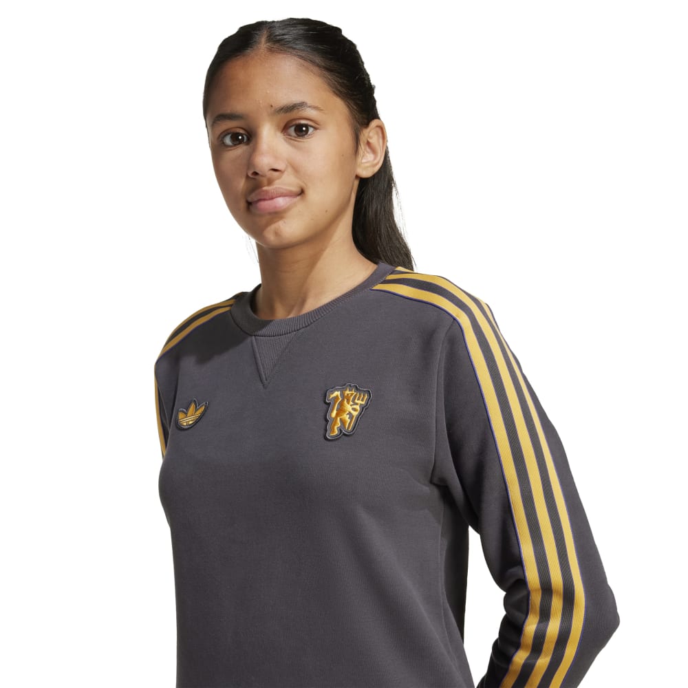 Adidas Manchester United Terrace Icons Crew Genser Barn Grå