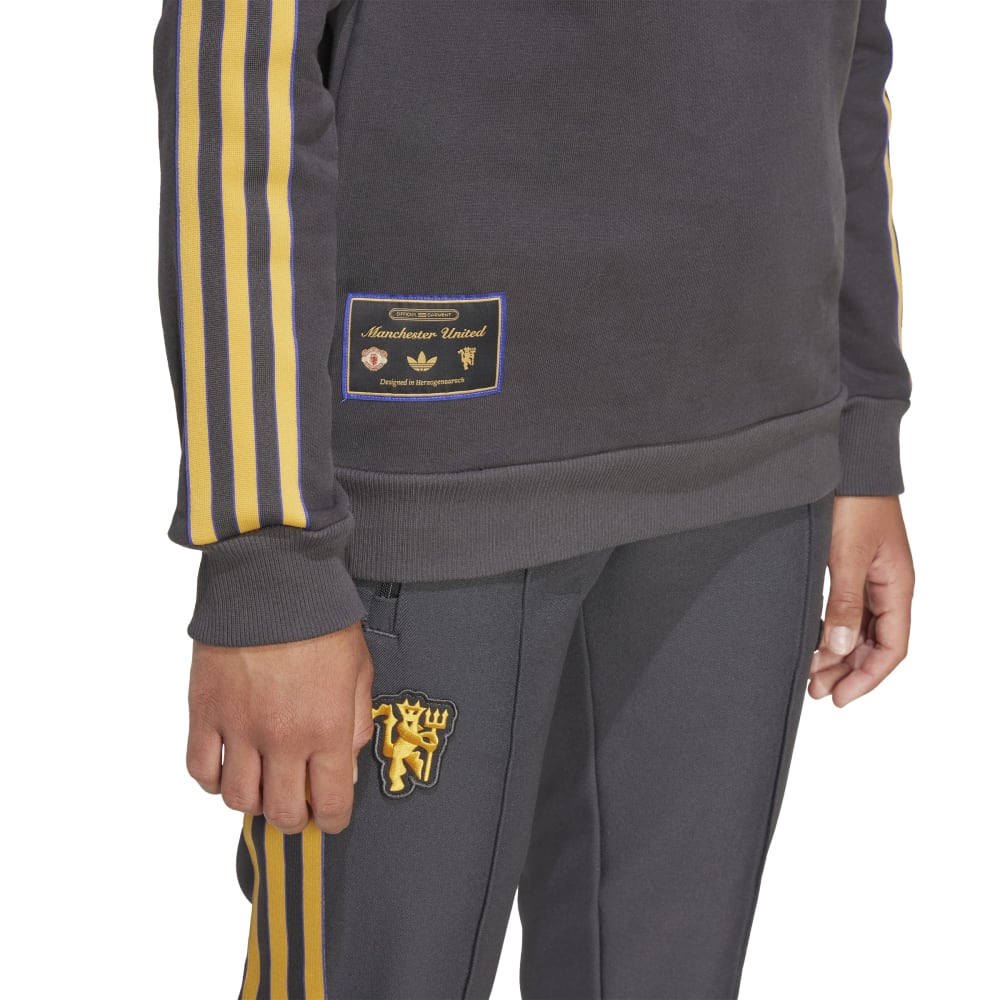 Adidas Manchester United Terrace Icons Crew Genser Barn Grå
