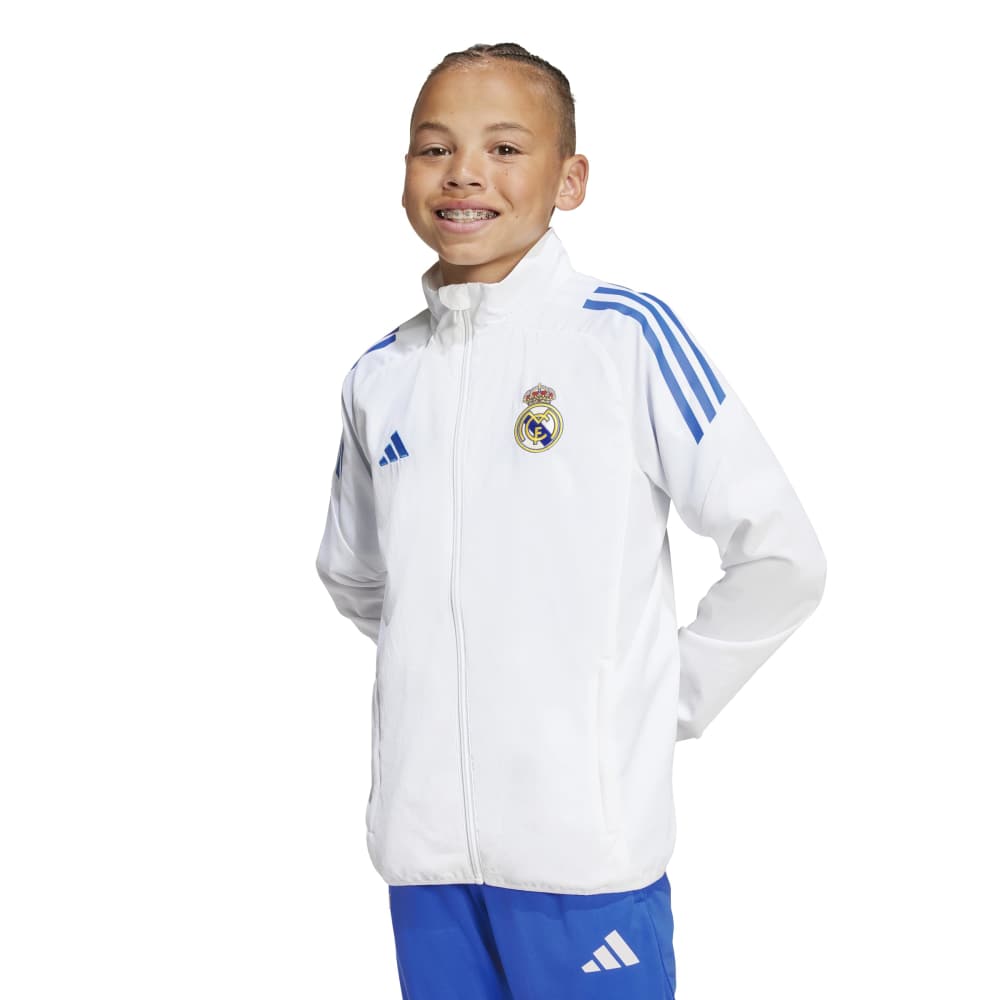 Adidas Real Madrid Tiro Presentation EU Fotballjakke 25/26 Barn Hvit/Blå