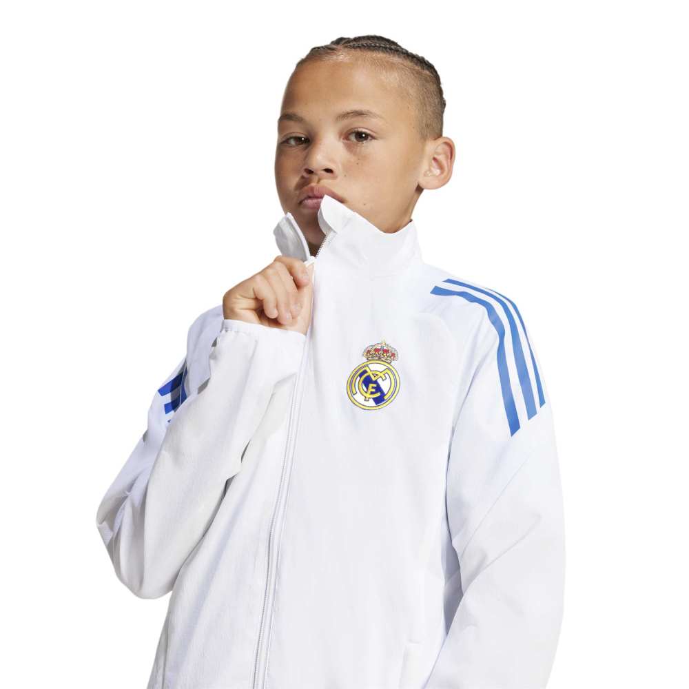 Adidas Real Madrid Tiro Presentation EU Fotballjakke 25/26 Barn Hvit/Blå