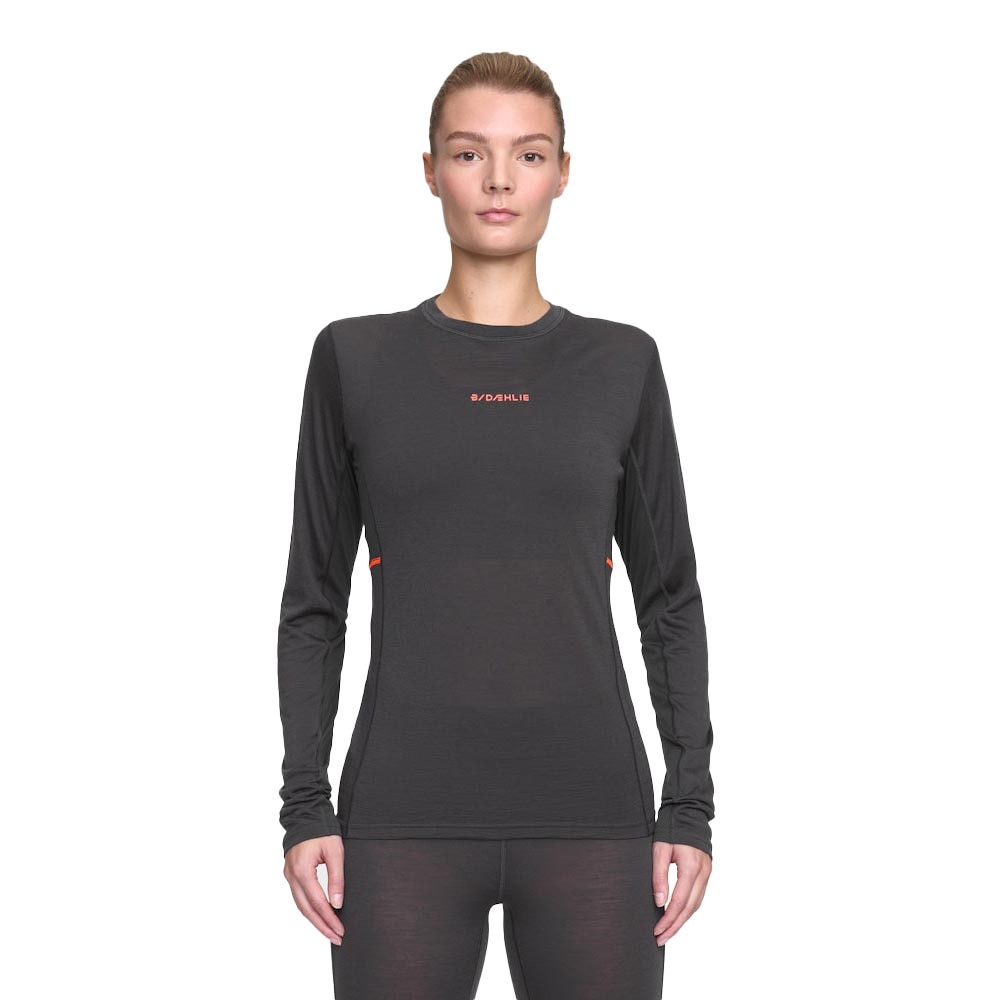 Dæhlie Performance Wool Langermet Trøye Dame Grå/Oransje
