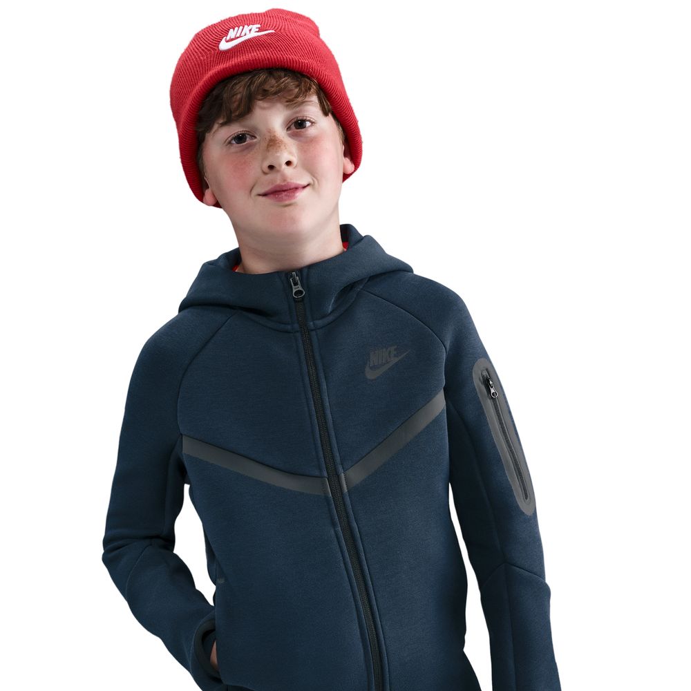 Nike NSW Tech Fleece Full-Zip Hettegenser Barn Marine/Sort