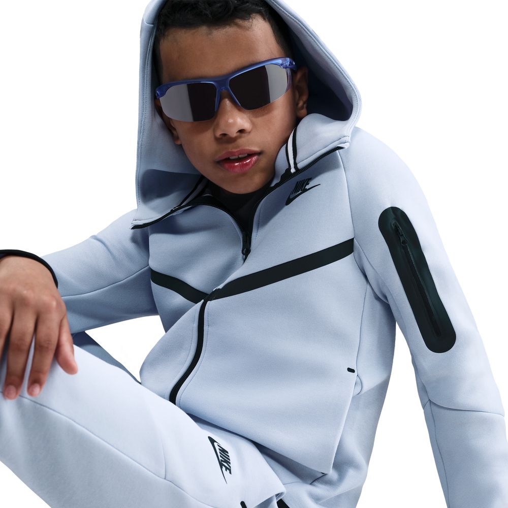 Nike NSW Tech Fleece Full-Zip Hettegenser Barn Lyseblå/Sort