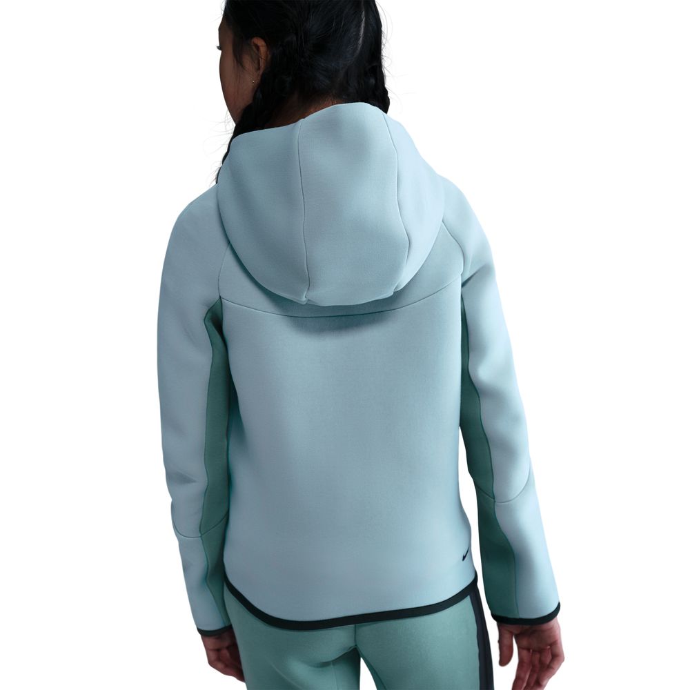 Nike NSW Tech Fleece Full-Zip Hettegenser Barn Lyseblå/Lysegrønn