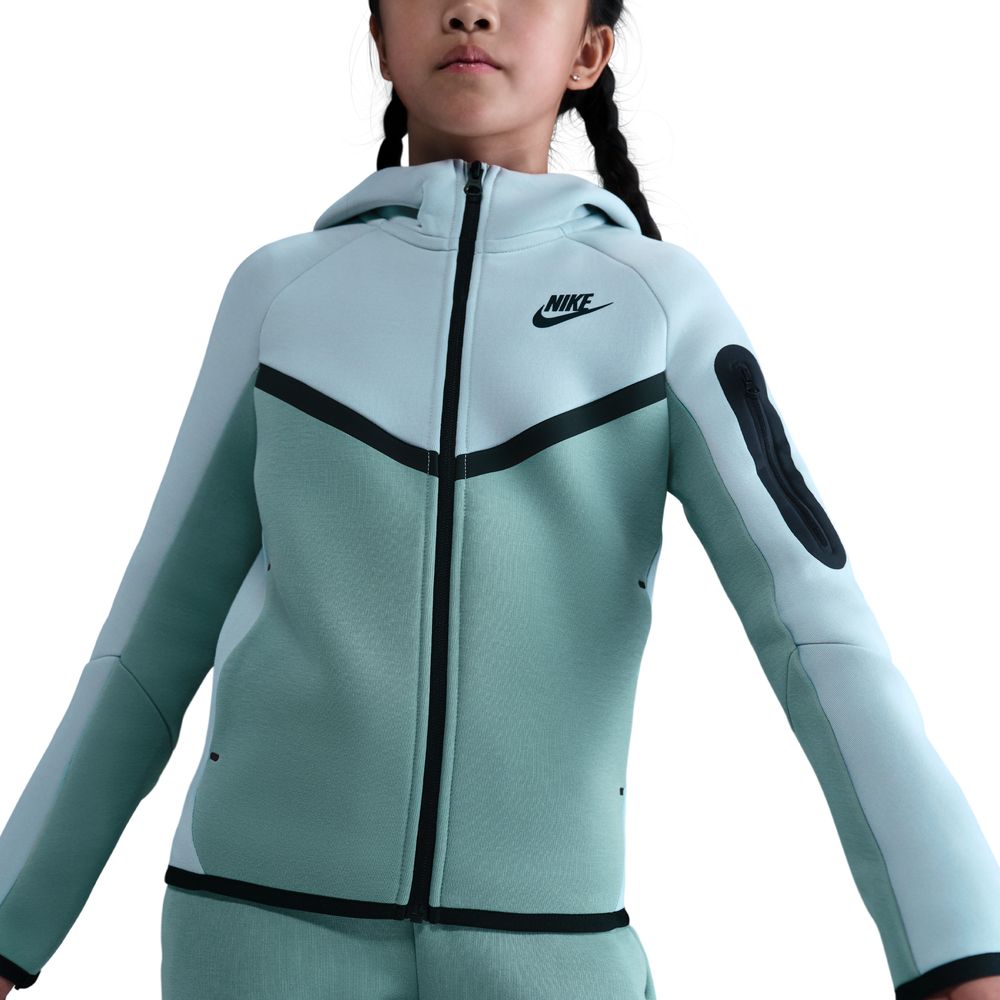 Nike NSW Tech Fleece Full-Zip Hettegenser Barn Lyseblå/Lysegrønn