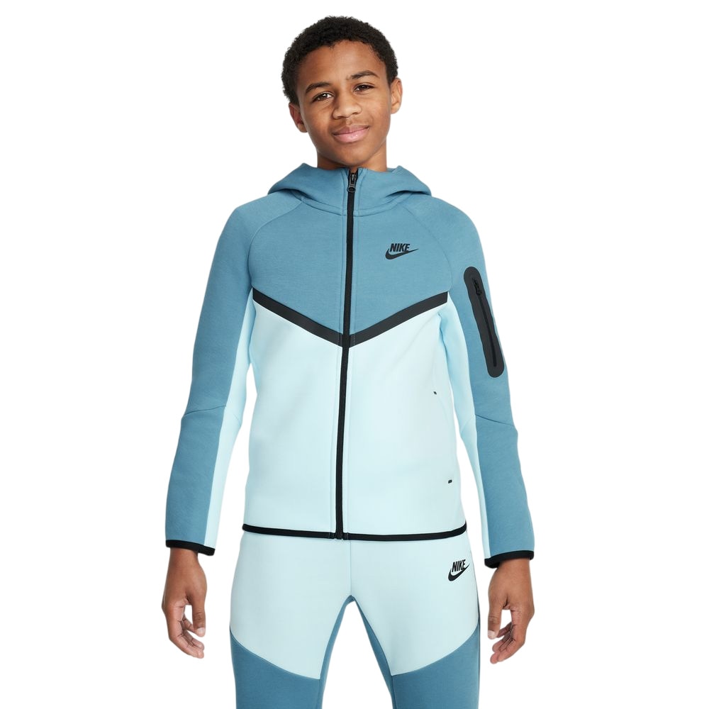 Nike NSW Tech Fleece Full-Zip Hettegenser Barn Blå/Sort
