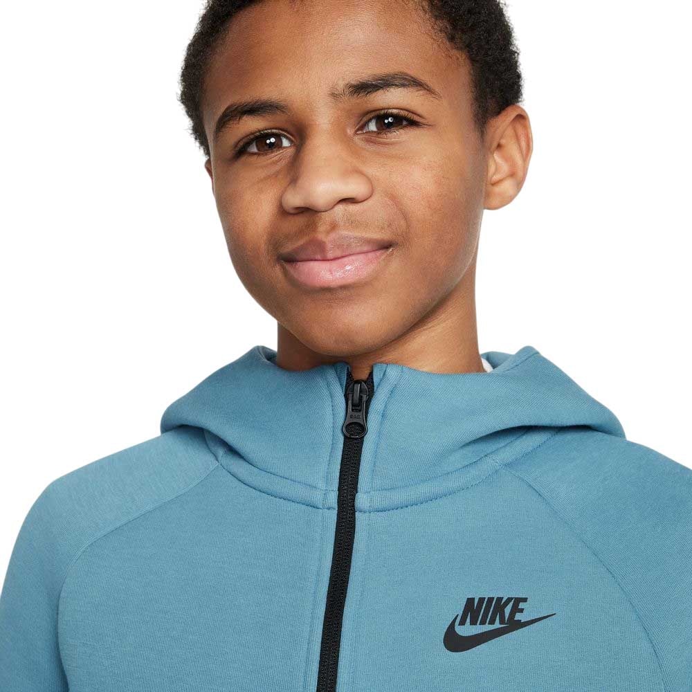 Nike NSW Tech Fleece Full-Zip Hettegenser Barn Blå/Sort