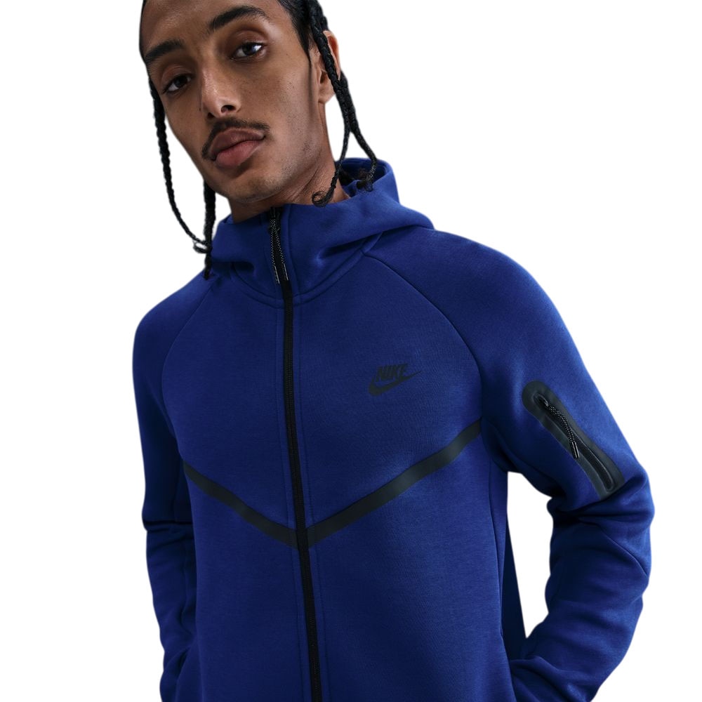Nike NSW Tech Fleece Full-Zip Windrunner Hettegenser Mørkeblå/Sort